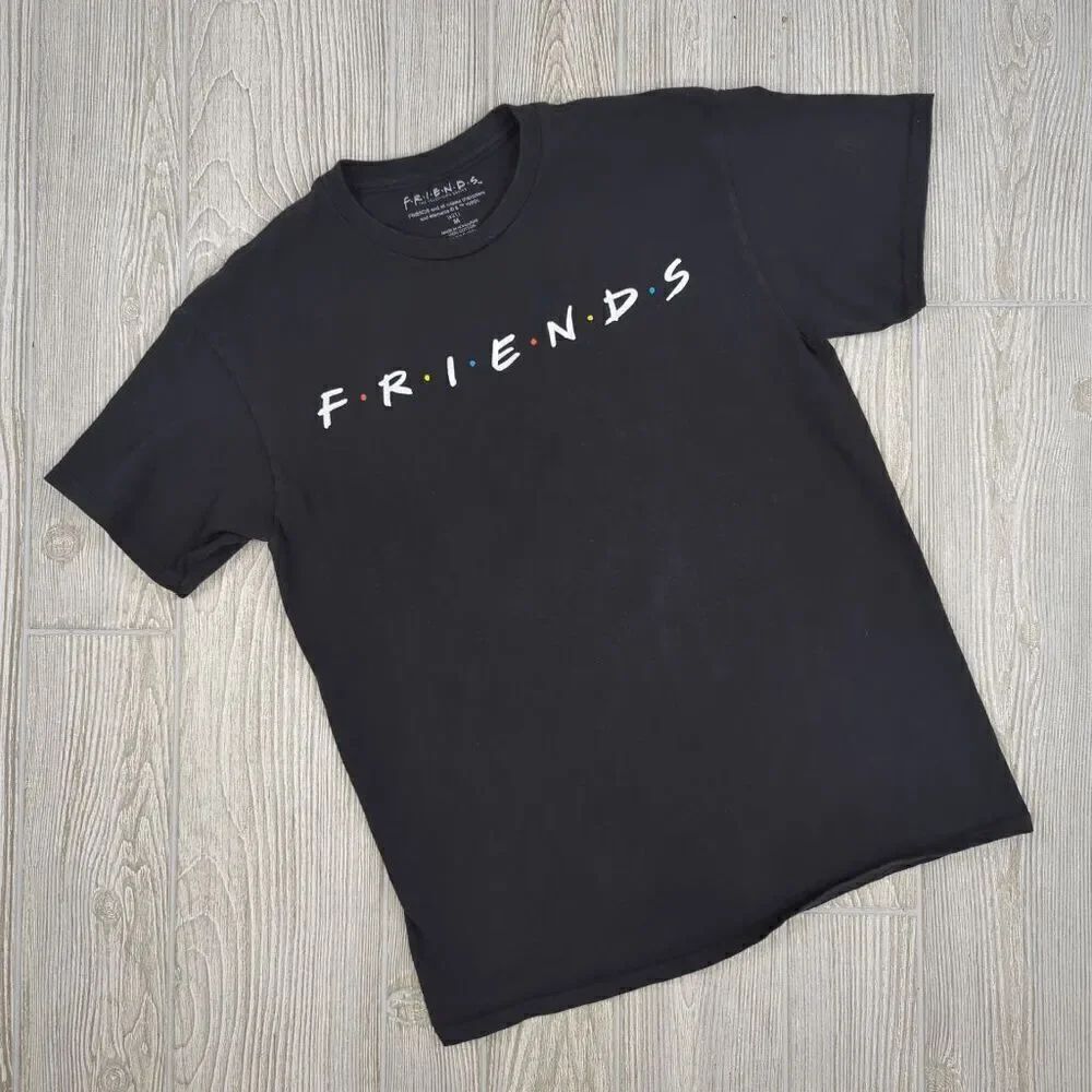 FRIENDS Black T-shirt Womens Medium Friends Logo Graphic Print